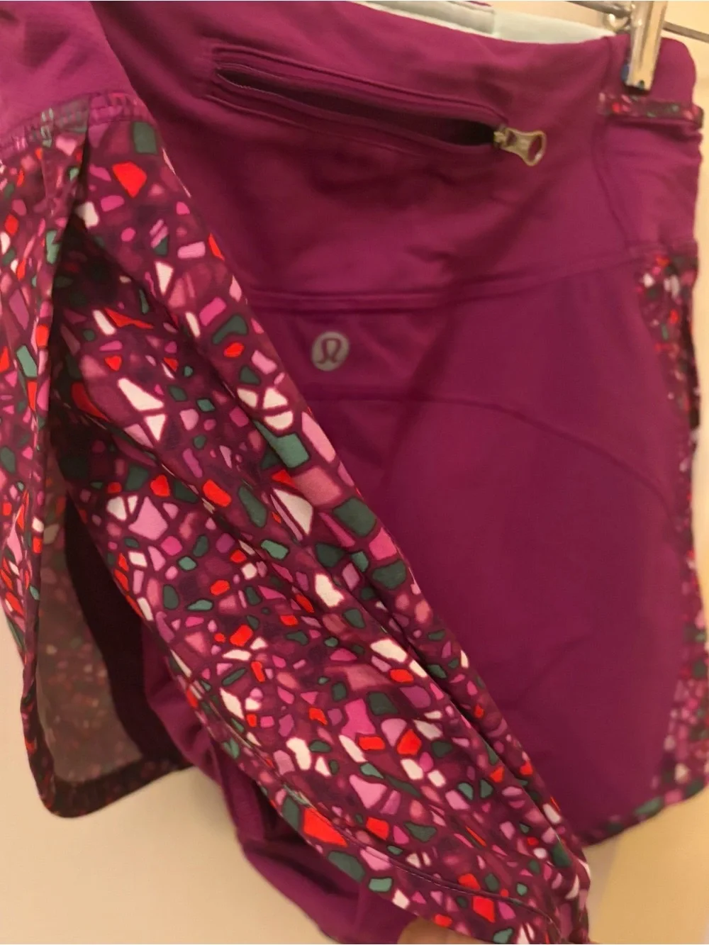 lululemon athletica Purple Athletic Shorts with Mosaic Side Print